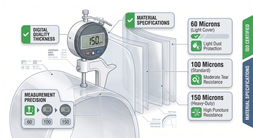 การวัดความหนาไมครอนของถุงพลาสติกอุตสาหกรรมด้วยเครื่องวัดความหนา Thickness Gauge