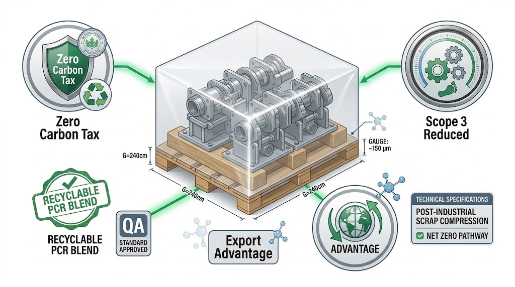 อินโฟกราฟิก 3D อธิบายความเชื่อมโยงระหว่างการใช้บรรจุภัณฑ์ Green Packaging กับการลดภาษีคาร์บอนและการเติบโตของแบรนด์